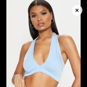 Baby Blue Halter Jersey Crop Top
